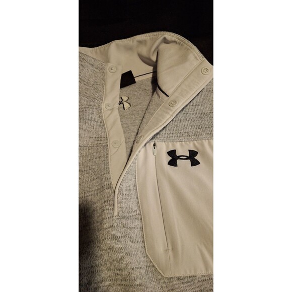 Under Armour Men's Cold Gear Fit 1/4 Snap Gray Pullover Fleece Size Medium - Picture 8 of 13